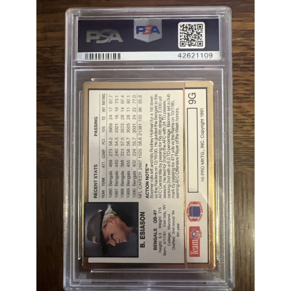 1991 Action Packed 24-Kt Gold‎ Boomer Esiason #9G  PSA 8